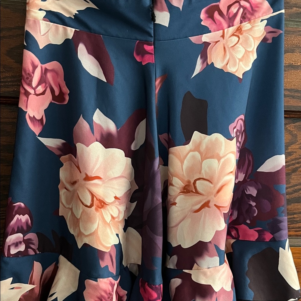 Floral Midi Skirt with Pink and Cream Blooms